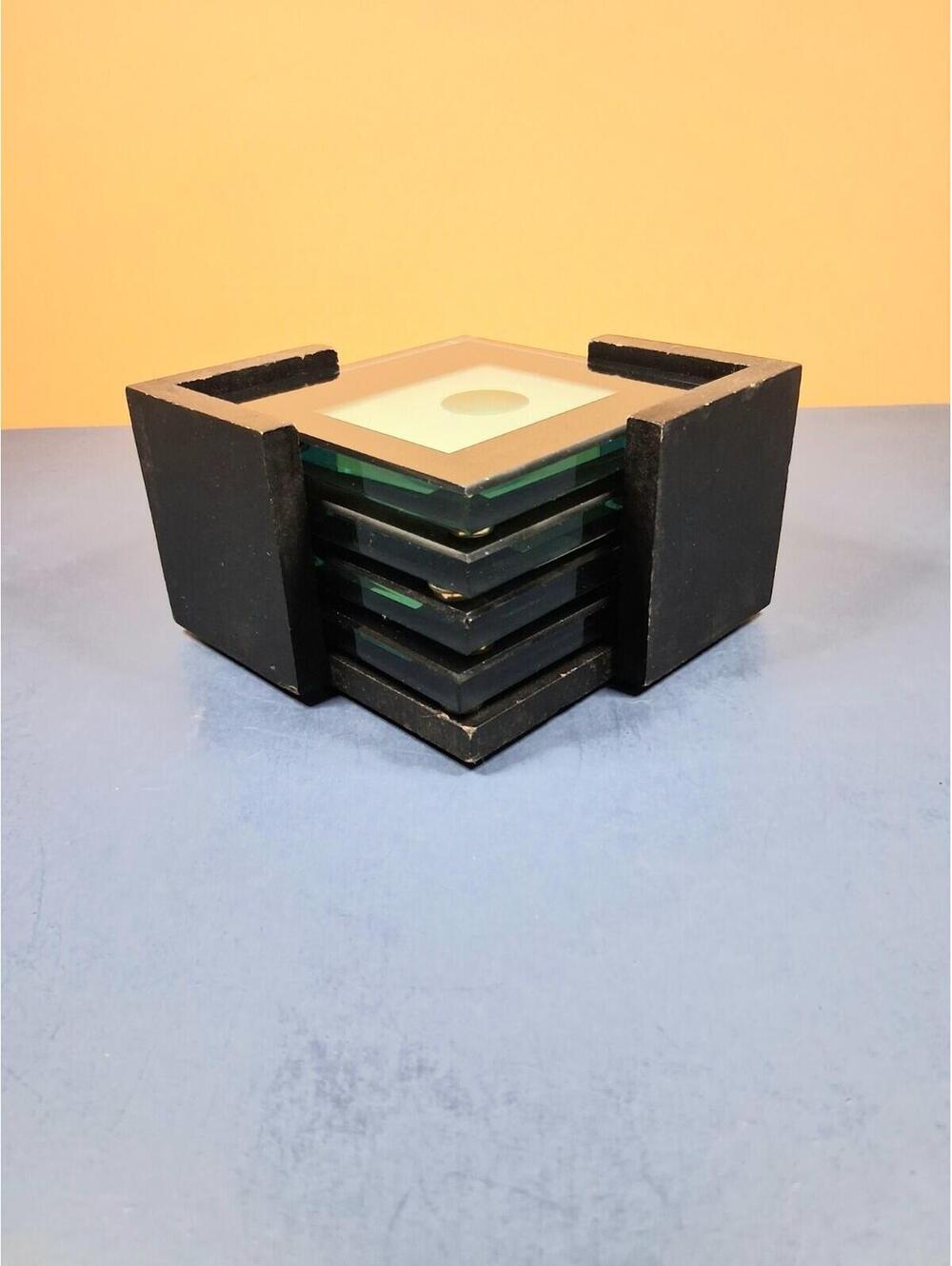 Malden Glass 3.5" Picture Photo Frame Coaster Set With Rack - Picture 2 of 6